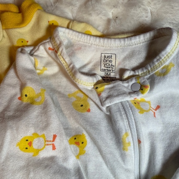 Carter's Yellow and White Duck Print One Pieces - Picture 2 of 3